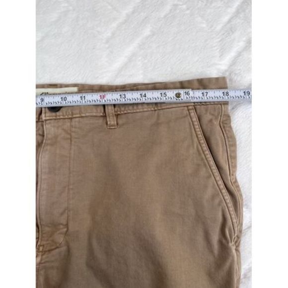 Madewell 9” Chino Shorts Men's Brown Khaki Raw Hem Flat Front Stretch - Sz 36 - Picture 3 of 8